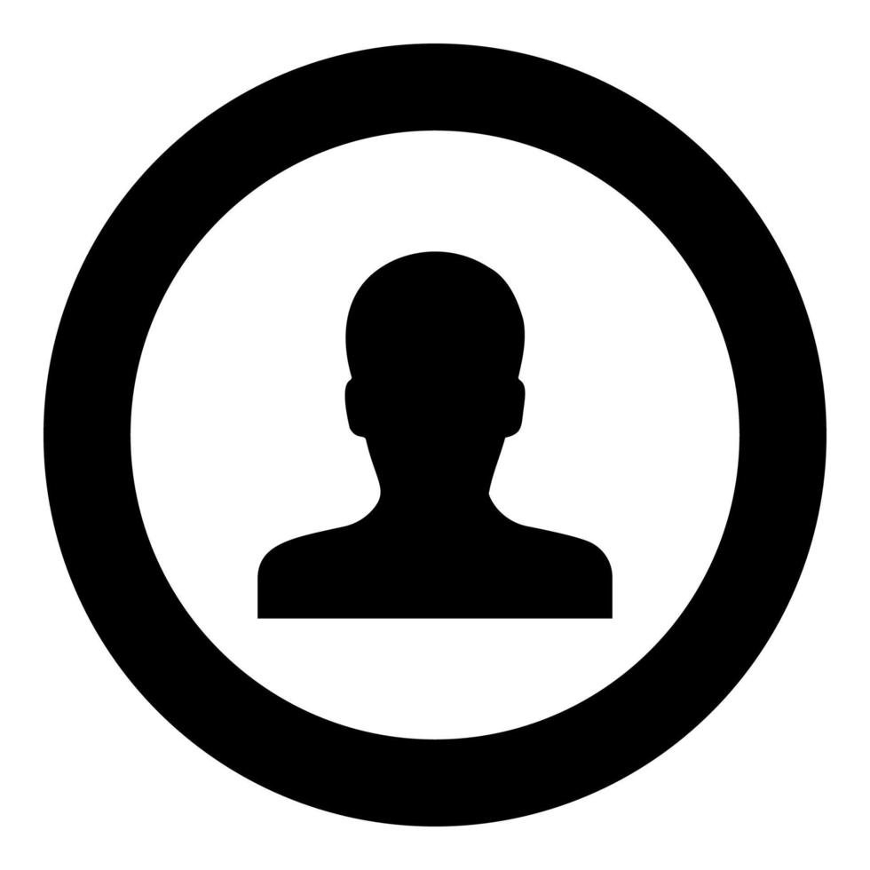 avatar man face silhouette user sign person profile picture male icon in circle round black color illustration image solid outline style vector